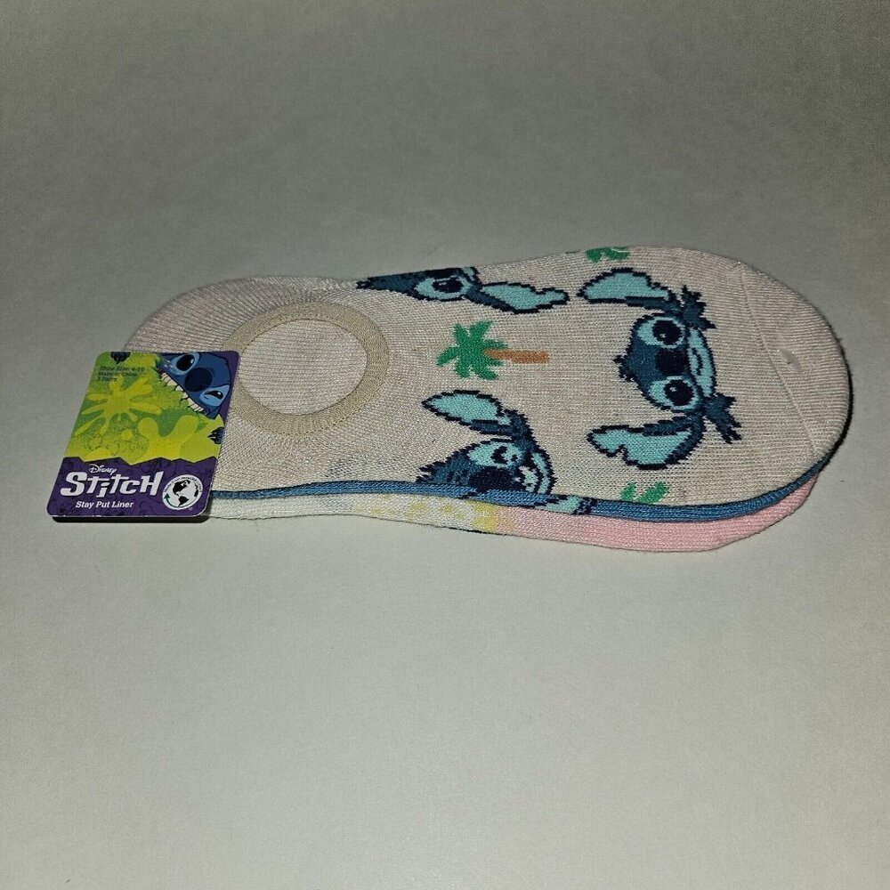 NEW 3 Pairs Disney Stitch Stay Put Liner Socks Women's Shoe Size 4-10 Alien Lot